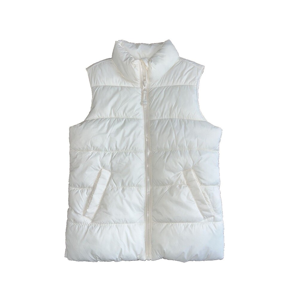 Old Navy Girls Puffer Vest Winter White Size Medium (8) Hiking Skiing Fall
